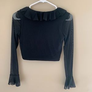 Missguided Cropped Mesh Top with Ruffle Detail